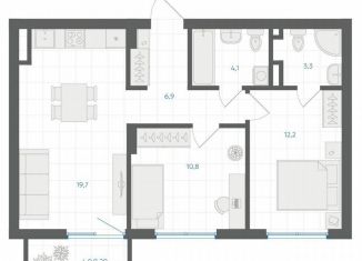 Продается 2-ком. квартира, 58.2 м2, Челябинск, Калининский район