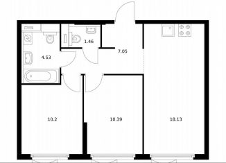 2-ком. квартира на продажу, 50.9 м2, Москва