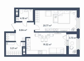 Продается 1-ком. квартира, 60.4 м2, Санкт-Петербург, метро Электросила