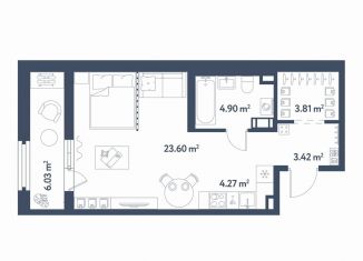 Продам квартиру студию, 43 м2, Санкт-Петербург, метро Электросила