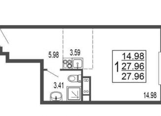 Квартира на продажу студия, 28 м2, Лыткарино, 6-й микрорайон, 15Д