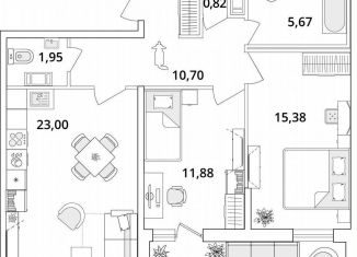 Продается 2-комнатная квартира, 74.5 м2, Санкт-Петербург, Кубинская улица, 82к3с1, метро Звёздная