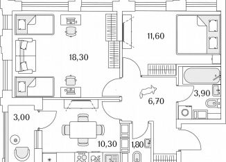 Продажа 2-ком. квартиры, 32.3 м2, Санкт-Петербург, Планерная улица, 99, Приморский район